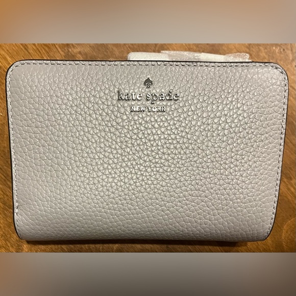 kate spade Handbags - Kate Spade Lena Pebbled Leather Mountain Gray Medium Compact Wallet New With Tag
